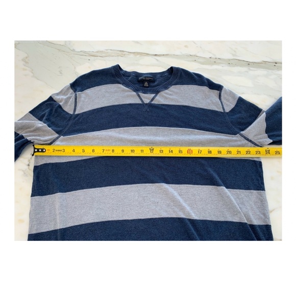 BANANA REPUBLIC NAVY BLUE GRAY STRIPE SWEATER XL - Picture 10 of 15